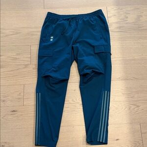 adidas Men's Dark Blue Cargo Track Pants with Reflective Stripes